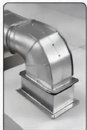 Galvanised ducting transition joined with blind rivets