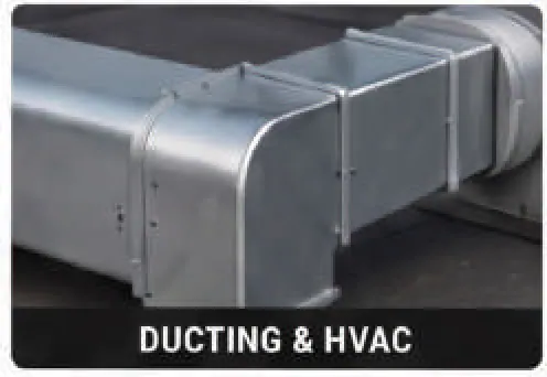Galvanised HVAC ducting assembled with self drilling screws