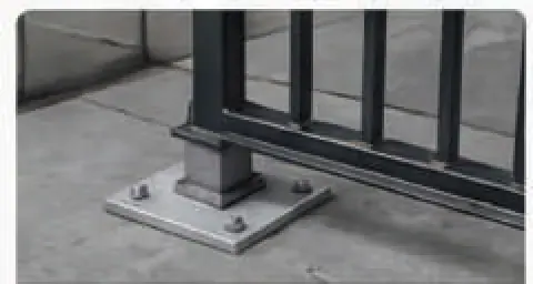 Steel guardrail posts anchored into a concrete floor